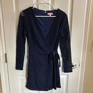 Elegant Navy Lace Dress